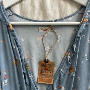 Faherty Blue Floral Wrap Dress
